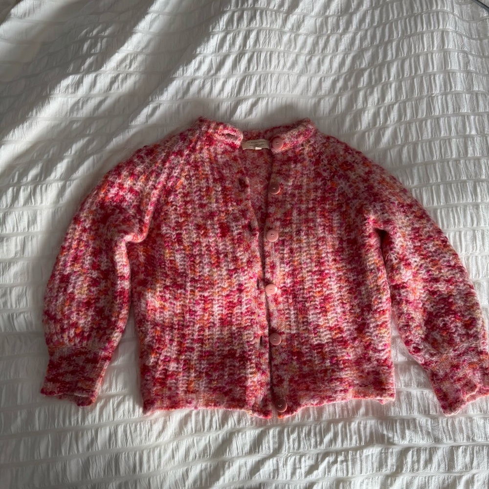 Sezane Emile cardigan multicolored pink orange alpaca wool blend sweater - Picture 3 of 14